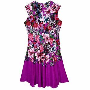 Floral Sleeveless Dress - Purple and Multicolor